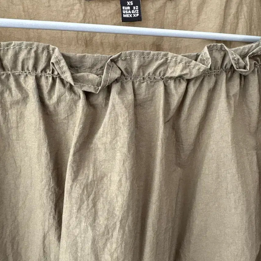 [BUNJANG] Plastic Island Khaki Ruffle Long Dress / 플라스틱아일랜드 카키 캉캉 롱원피스