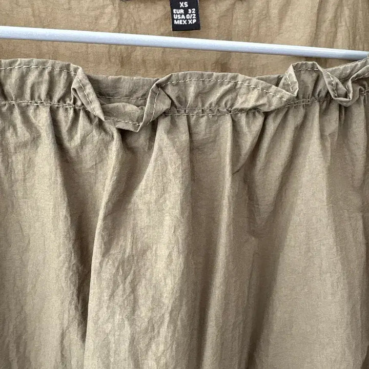 [BUNJANG] Plastic Island Khaki Ruffle Long Dress / 플라스틱아일랜드 카키 캉캉 롱원피스
