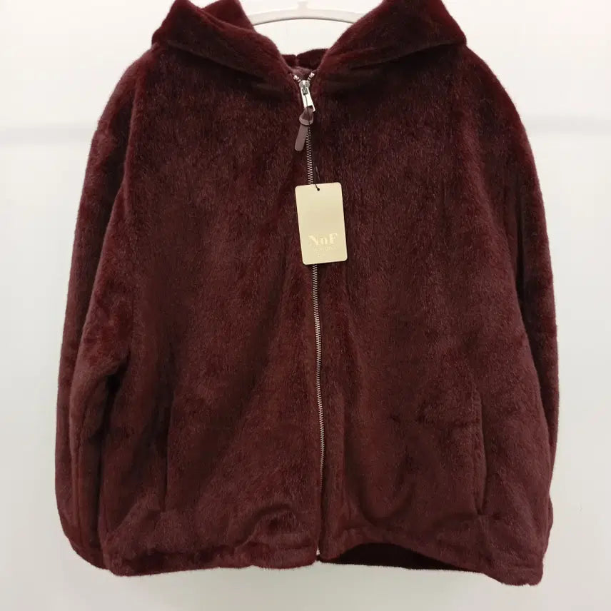 [BUNJANG] Wine Color Faux Fur Hooded Coat / 260311-13 와인 퍼 후드 코트