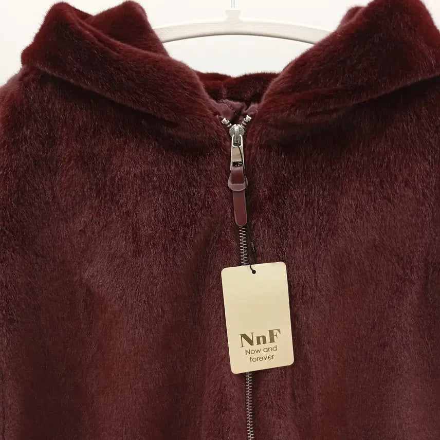 [BUNJANG] Wine Color Faux Fur Hooded Coat / 260311-13 와인 퍼 후드 코트