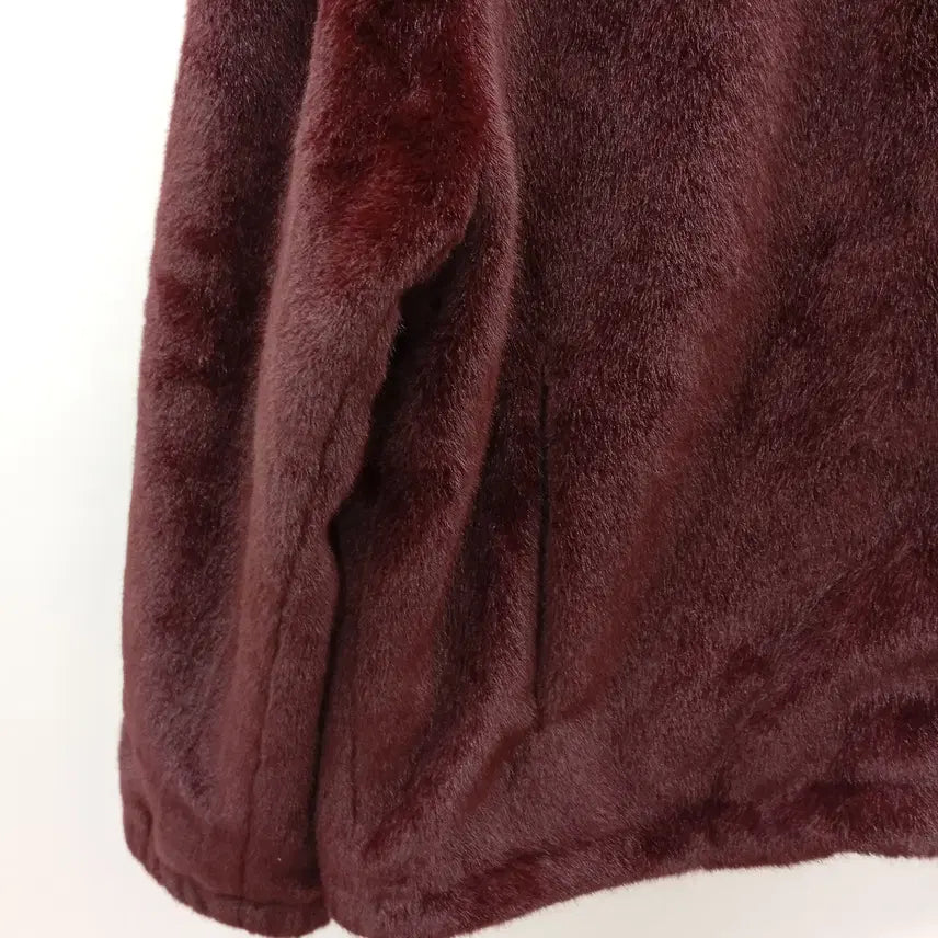 [BUNJANG] Wine Color Faux Fur Hooded Coat / 260311-13 와인 퍼 후드 코트