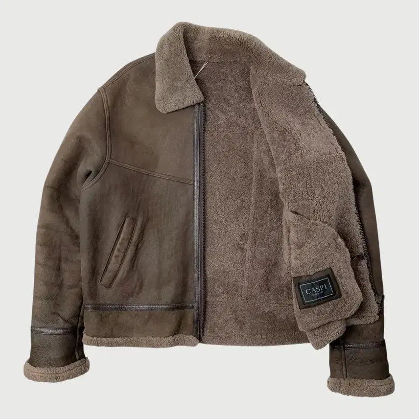 [BUNJANG] CASPI Genuine Lamb Leather &amp; Wool Jacket Size 95 / [95/정품] CASPI 양 가죽 양털 자켓 L1-0020