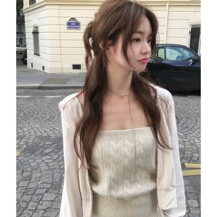 [BUNJANG] Vegetable Ribbed Soft Hooded Zip-up, Light Pink / (택O 새상품) 베지터블 리브드 소프트 후드집업 연핑크