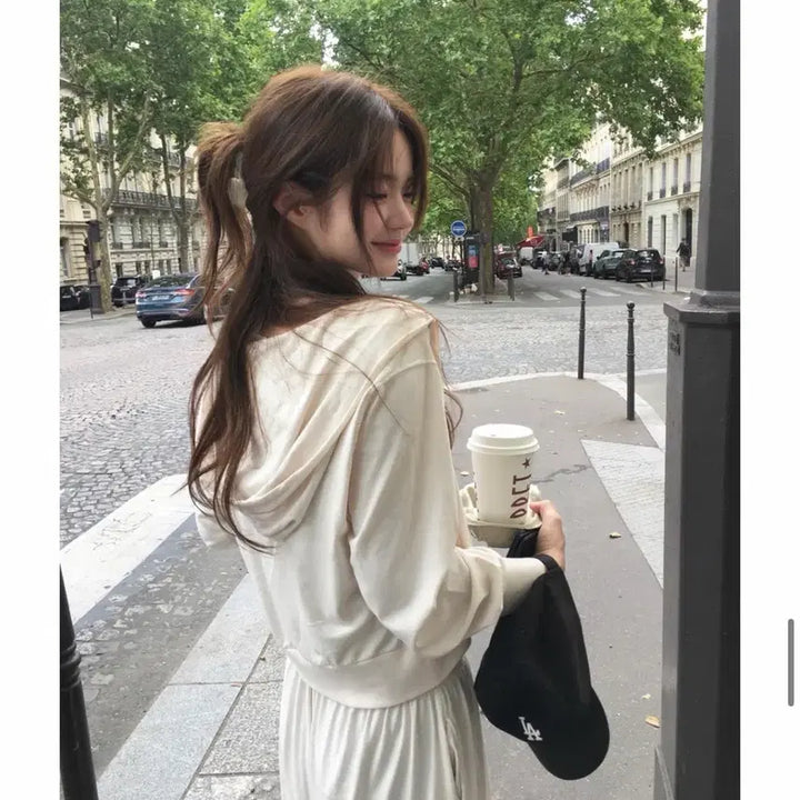 [BUNJANG] Vegetable Ribbed Soft Hooded Zip-up, Light Pink / (택O 새상품) 베지터블 리브드 소프트 후드집업 연핑크