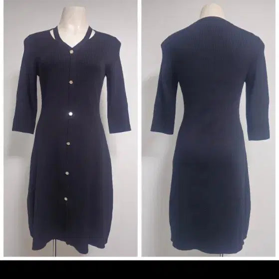 [BUNJANG] DEWL Neck Point Ribbed Knit Dress / 듀엘/ 네크 포인트 골지 니트 원피스 Free (정가 35.9)