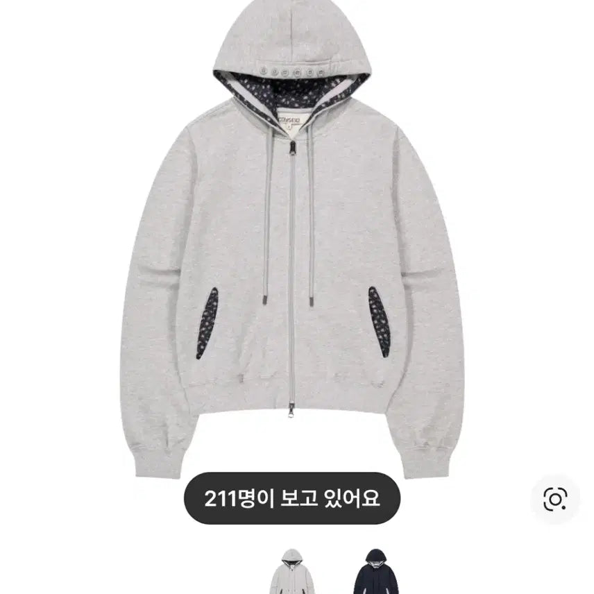 [BUNJANG] Koiseio Flower Hoodie Melange Gray Size 1 / 코이세이오 플라워 후드집업 멜란지 그레이 1