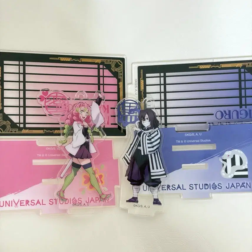 [BUNJANG] Universal Studios Demon Slayer Mitsuri Kanroji &amp; Obanai Iguro Acrylic Stand Bundle Set / 귀칼 미츠리 이구로 오바미츠 유니버셜 스튜디오 아크릴 일괄