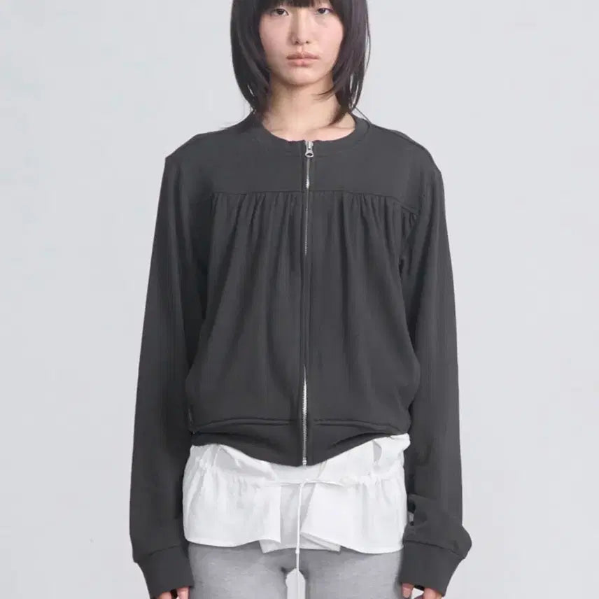 [BUNJANG] Cerric Shirring Round Zip-Up / Cerric 셔링 라운드 집업