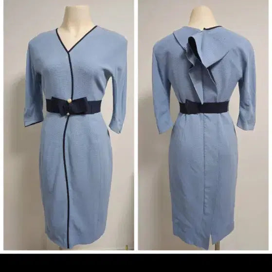 [BUNJANG] The Izzat Collection Silhouette 3/4 Sleeve Midi Dress / 더아이잗컬렉션 / 백 러플 디테일이 반전매력인 실루엣 칠부 원피스 55