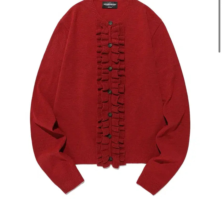 [BUNJANG] Nice Ghost Club Frill Knit Cardigan Red (M) / 급처)나이스고스트클럽 프릴 니트 가디건 레드(M) /장원영착용