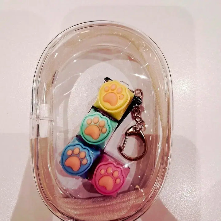 [BUNJANG] Cat Paw Jelly Clicker Keyboard Keychain with LED / 고양이 젤리 발바닥 클릭커 클리커 키보드 키링 LED