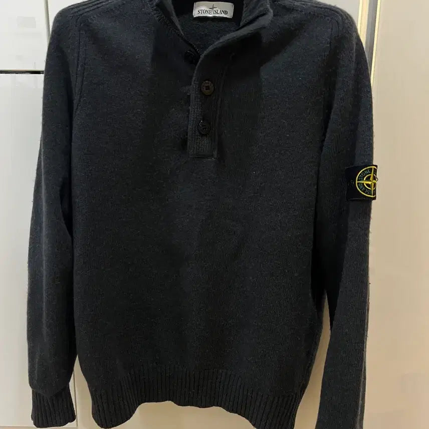 [BUNJANG] Stone Island Charcoal Half Zip Knit Sweater / 스톤아일랜드 차콜 반집업니트 L