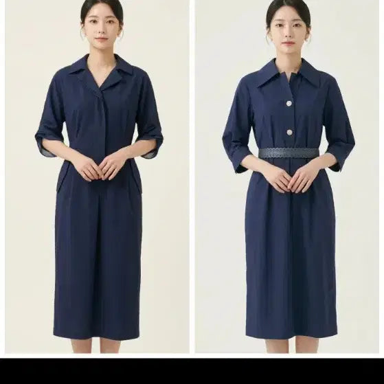 [BUNJANG] The Izzat Collection &amp; Mojo S.PIN Navy 3/4 Sleeve Dresses - Set of 2 (Size 66) / 더아이잗칼렉션+모조에스핀  / 칠부소매원피스  2종 66