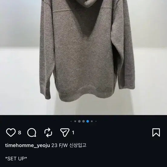 [BUNJANG] Time Homme Wool Blend Knit Hoodie Top / 단면측정ㅇ)백화점 구매 정품 타임옴므 울 블렌드 니트 후드 탑 95