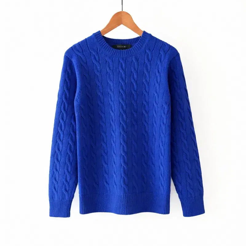[BUNJANG] Lizmi Lambswool Blended Cable Knit Sweater / 리즈미 램스울 블랜딩 케이블 라운드 니트