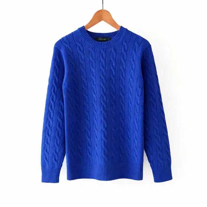 [BUNJANG] Lizmi Lambswool Blended Cable Knit Sweater / 리즈미 램스울 블랜딩 케이블 라운드 니트