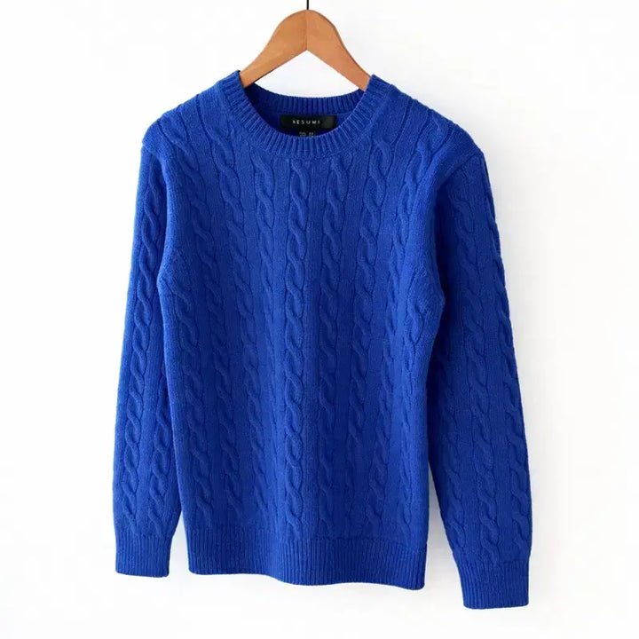 [BUNJANG] Lizmi Lambswool Blended Cable Knit Sweater / 리즈미 램스울 블랜딩 케이블 라운드 니트