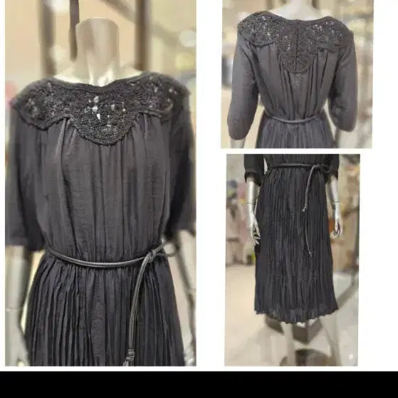 [BUNJANG] Deco Lace Collar Pleated Long Dress / 데코 / 레이스 칼라 주름 롱 원피스 55 (정가 81만)