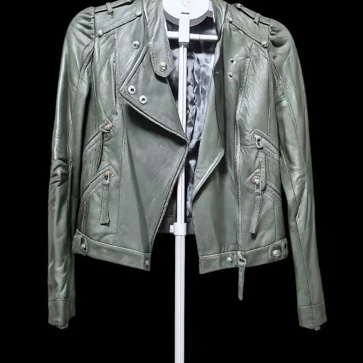 [BUNJANG] Camel Leather Rider Jacket (Size 55) / 카키색 가죽 라이더 자켓 55