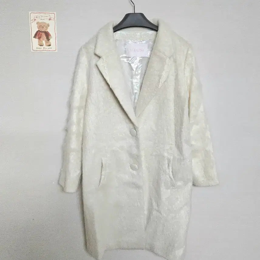 [BUNJANG] Liz Lisa Classic Wool Coat Ivory Lace Ribbon Detail / 고전 리즈리사 울코트 히메갸루 트랄라라 달천깔 모리걸 양산형 코트 핀터깔