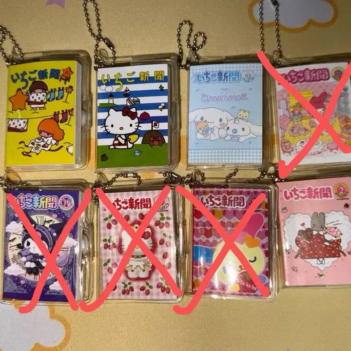 [BUNJANG] Sanrio Ichigo Shinbun 50th Anniversary Mini Note Keychain Gacha / 산리오 이치고신문 50주년 미니노트 키링 가챠
