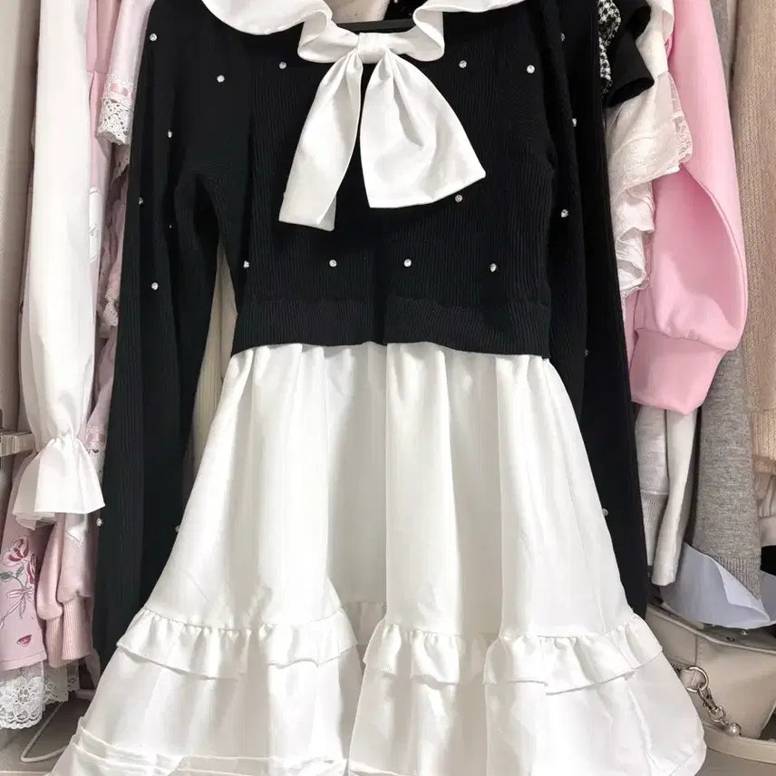 [SOLD OUT] 에블린 evelyn 카라 리본 미니원피스 스나계 걸리 양산형 지뢰계