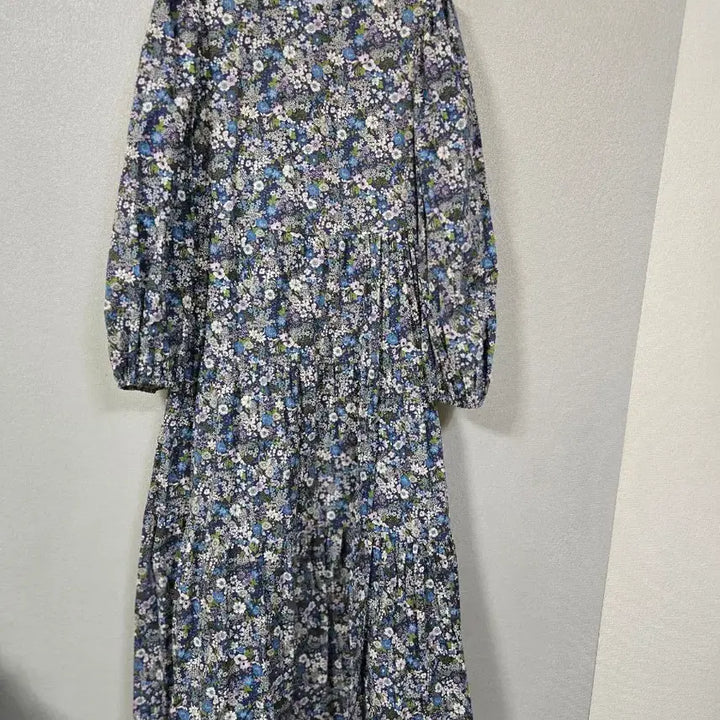 [BUNJANG] Floral Puff Sleeve Cotton Shirring Dress (Size 55) / 퍼프소매 플라워 코튼 셔링원피스 55