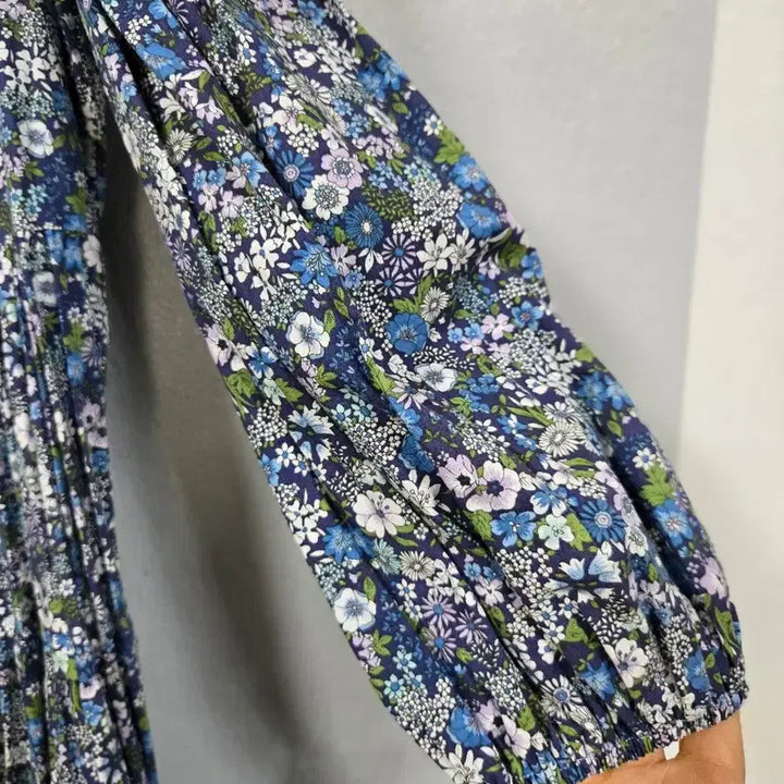 [BUNJANG] Floral Puff Sleeve Cotton Shirring Dress (Size 55) / 퍼프소매 플라워 코튼 셔링원피스 55