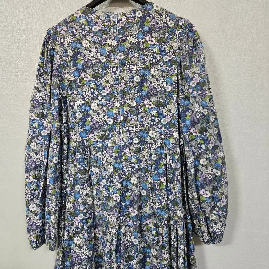 [BUNJANG] Floral Puff Sleeve Cotton Shirring Dress (Size 55) / 퍼프소매 플라워 코튼 셔링원피스 55