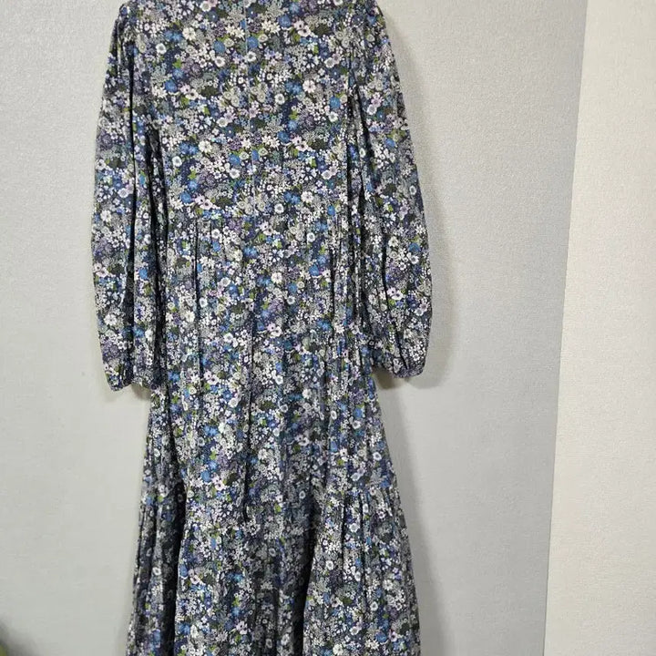 [BUNJANG] Floral Puff Sleeve Cotton Shirring Dress (Size 55) / 퍼프소매 플라워 코튼 셔링원피스 55