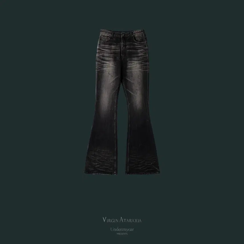 [BUNJANG] Under My Car Pleated Jeans Gray / [2] 언더마이카 플레어진 워싱 그레이