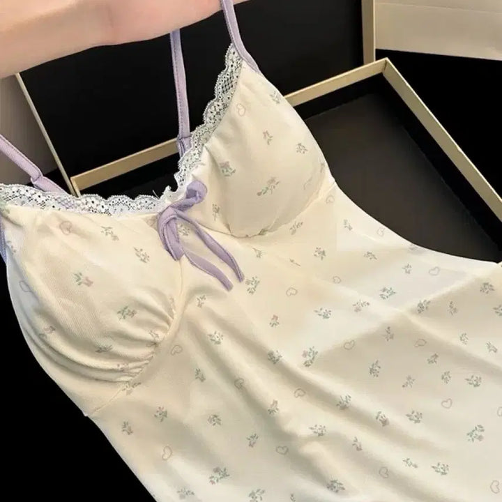 [BUNJANG] Floral Lace Slip Dress / 플라워 패턴 레이스 슬립 원피스(패드내장)