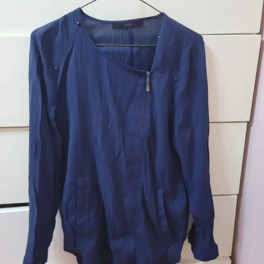 [BUNJANG] Soup Navy Zip-up Cardigan / Soup 브랜드의 네이비 색상 집업 가디건