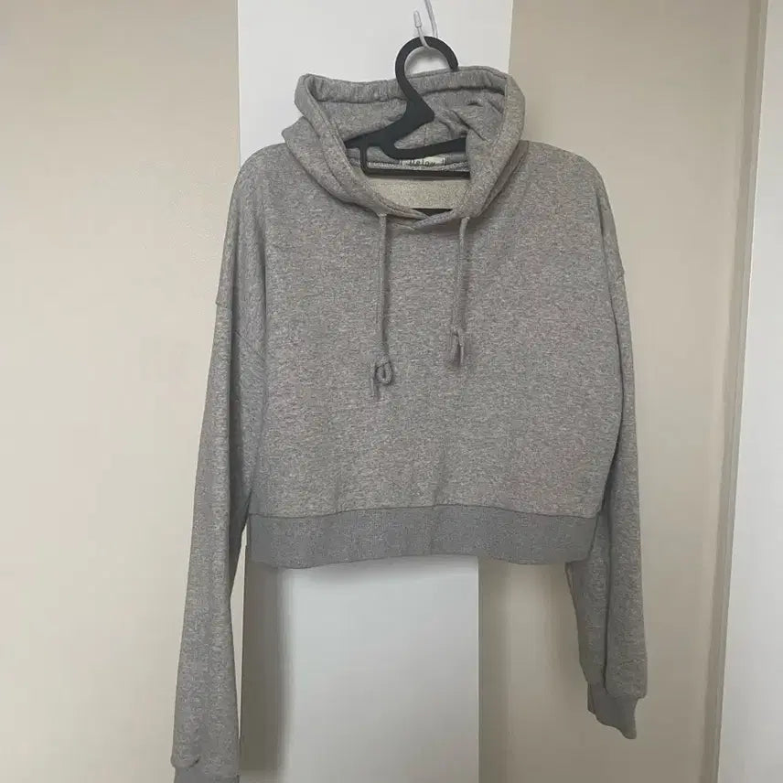[BUNJANG] Avely Crop Hoodie Gray / 에이블리 크롭 후드티 회색