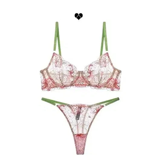 [BUNJANG] Floral Lace Bra and Panty Set / 플라워 레이스 브라/팬티 세트