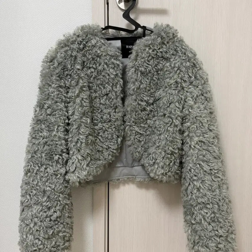 [SOLD OUT] 레이브 Furry Fur Short Jacket in Mint