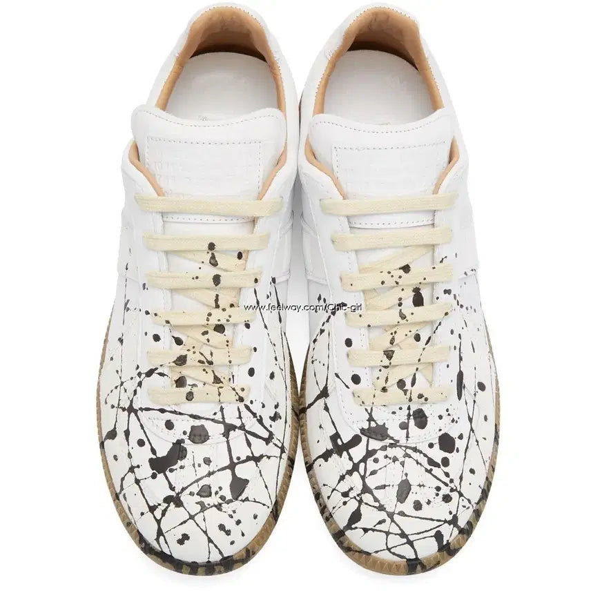 [BUNJANG] Maison Margiela Replica Paint German Army Sneakers / (새상품) 마르지엘라 페인트 페인팅 레플리카 독일군 블랙 화이트 스니커즈