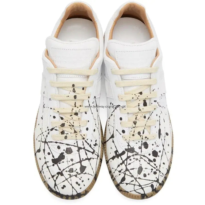 [BUNJANG] Maison Margiela Replica Paint German Army Sneakers / (새상품) 마르지엘라 페인트 페인팅 레플리카 독일군 블랙 화이트 스니커즈
