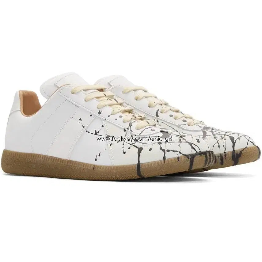 [BUNJANG] Maison Margiela Replica Paint German Army Sneakers / (새상품) 마르지엘라 페인트 페인팅 레플리카 독일군 블랙 화이트 스니커즈
