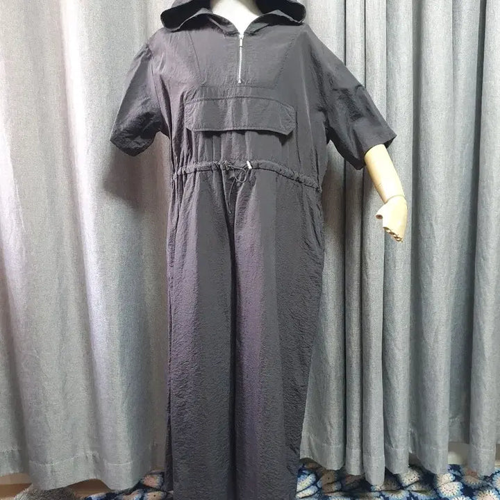 [BUNJANG] Charcoal Maxi Dress / 차콜 사각사각 스토퍼 맥시원피스