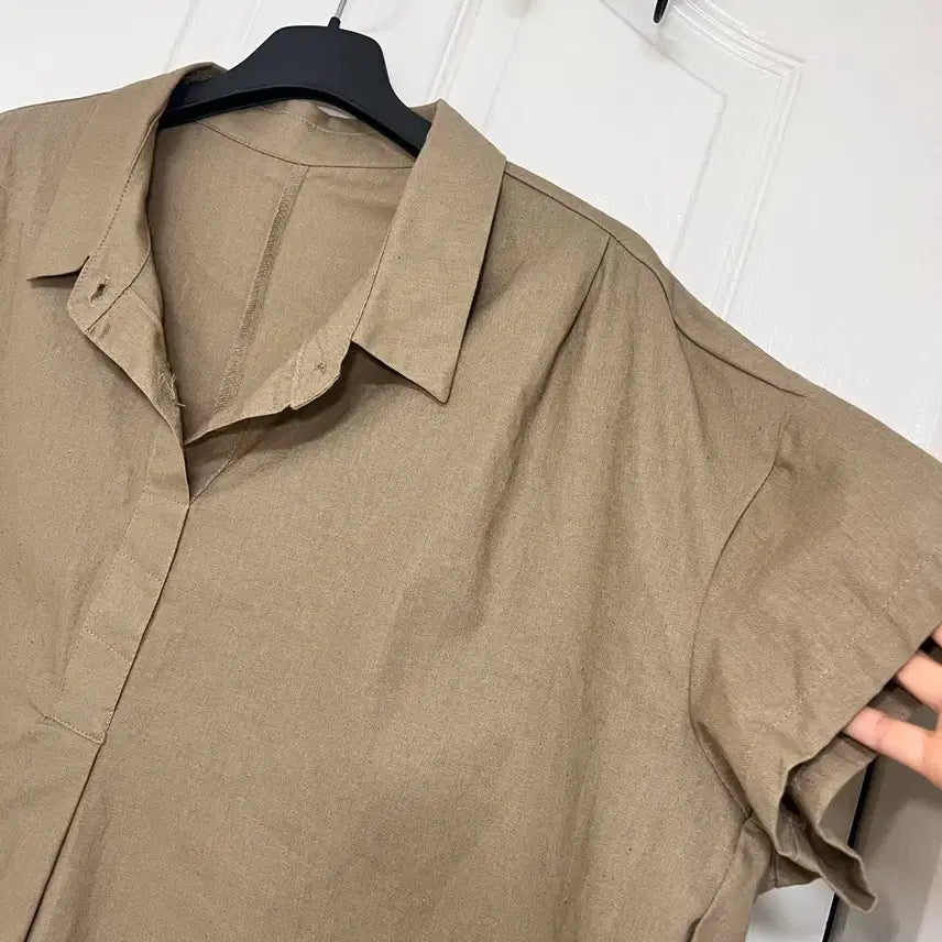 [BUNJANG] Unbranded Linen Blend Short Sleeve Shirt (Size 88) / 마 혼방 반팔셔츠(88)