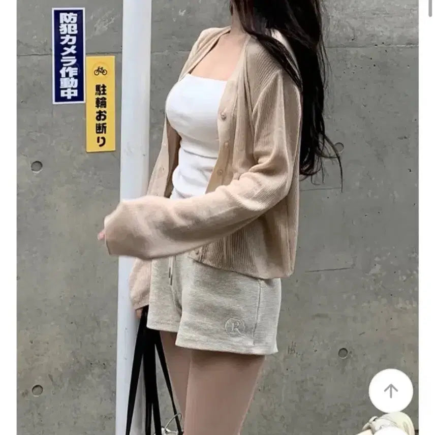[BUNJANG] Young &amp; Rich Loose Fit Ribbed Cardigan - Beige / 에이블리 영앤리치 루즈골지 가디건 베이지