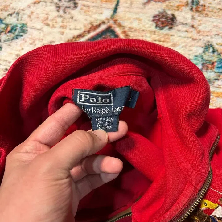 [BUNJANG] Polo Ralph Lauren Big Pony Cotton Knit Half-Zip Red / [L] 폴로 랄프로렌 빅포니 코튼니트 하프집업 레드
