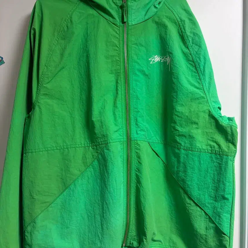 [BUNJANG] Stussy Green Beach Shell Windbreaker Jacket / 스투시 그린 비치쉘 바람막이 자켓
