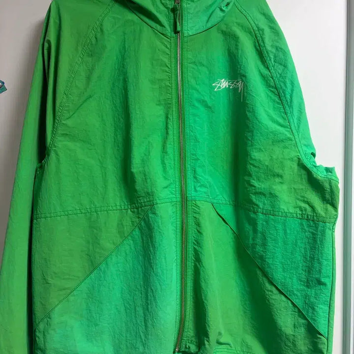 [BUNJANG] Stussy Green Beach Shell Windbreaker Jacket / 스투시 그린 비치쉘 바람막이 자켓