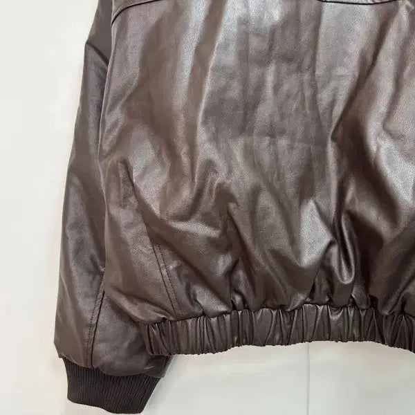 [BUNJANG] 8 CUBIC Faux Fur Collar Leather Blouson Brown / 8 CUBIC 새상품 퍼 카라 레더 블루종 브라운