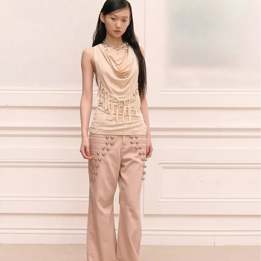 [BUNJANG] FayChui Metal Buckle Retro Wide Pants / FayChui 메탈 버클 레트로 슬리밍 와이드 팬츠