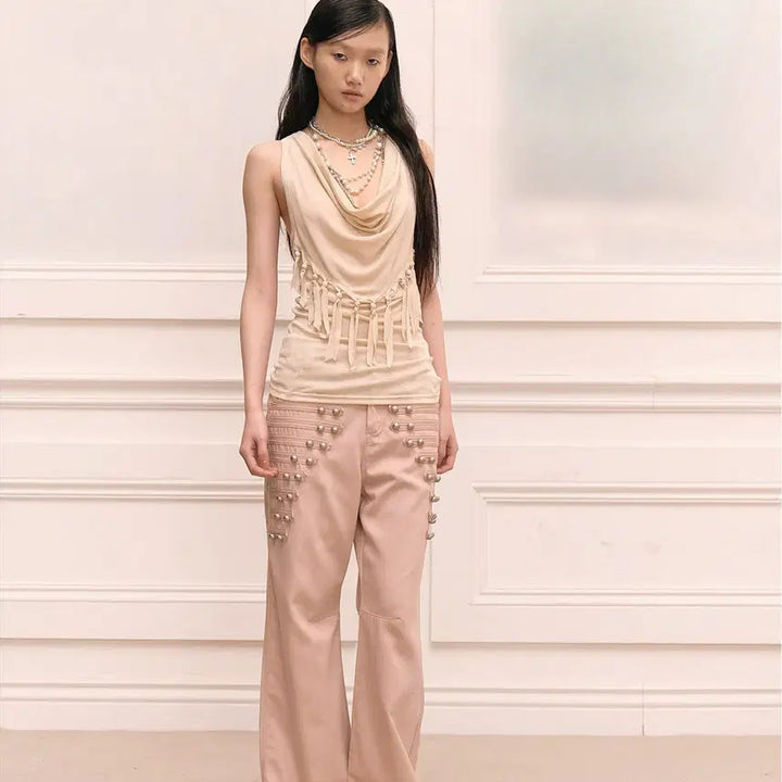 [BUNJANG] FayChui Metal Buckle Retro Wide Pants / FayChui 메탈 버클 레트로 슬리밍 와이드 팬츠