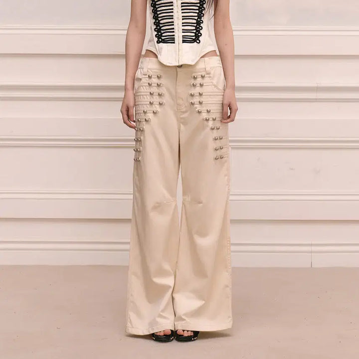 [BUNJANG] FayChui Metal Buckle Retro Wide Pants / FayChui 메탈 버클 레트로 슬리밍 와이드 팬츠