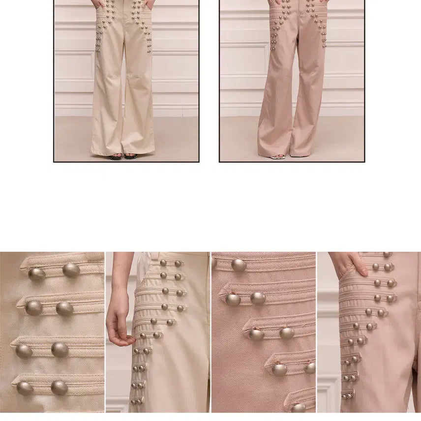 [BUNJANG] FayChui Metal Buckle Retro Wide Pants / FayChui 메탈 버클 레트로 슬리밍 와이드 팬츠
